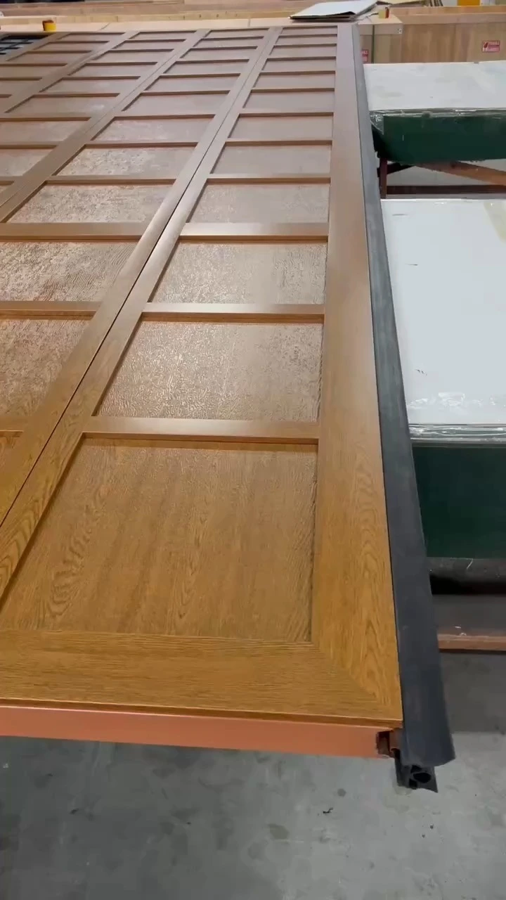 Insulated Faux Wood Garage Door Motorized Operator Remote Control Waterproof Customizable Size Color Full Installation Hardware Kit 1