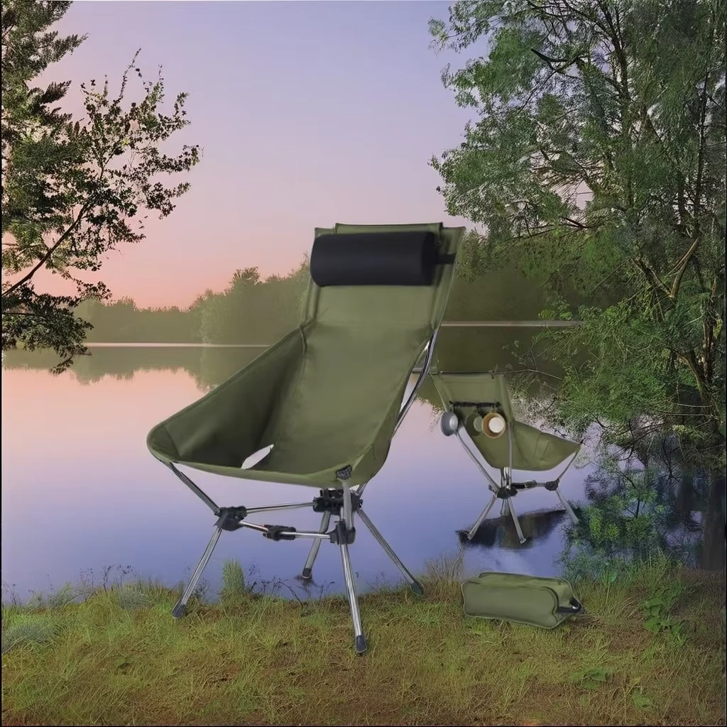 Customized Outdoor Folding Portable Collapsible Backpack Stool Heavy Duty Ultralight High Back Camp Moon Chair 1
