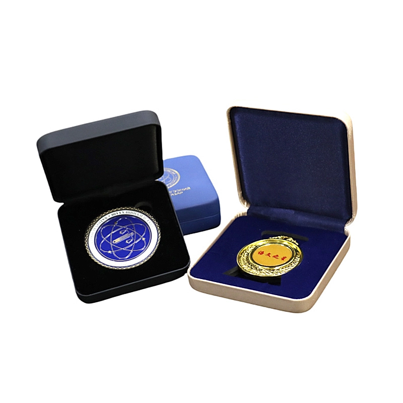 Factory direct sales luxury badge box, leather coin box, commemorative coin display box supports customization 1