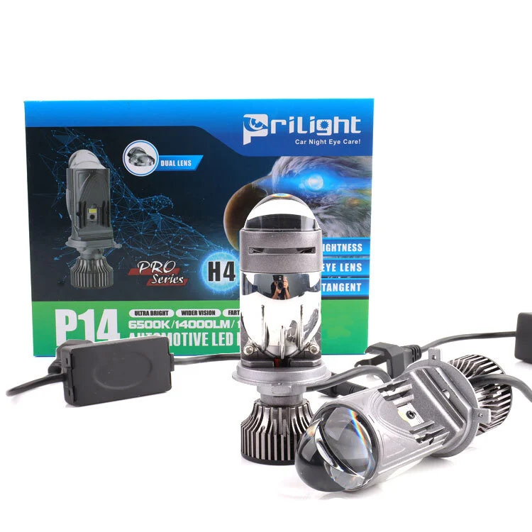 Super Bright High Low Beam Projector LED Headlight Lens 140W 14000LM Car Mini H4 Led Projector Lens Bulb 1