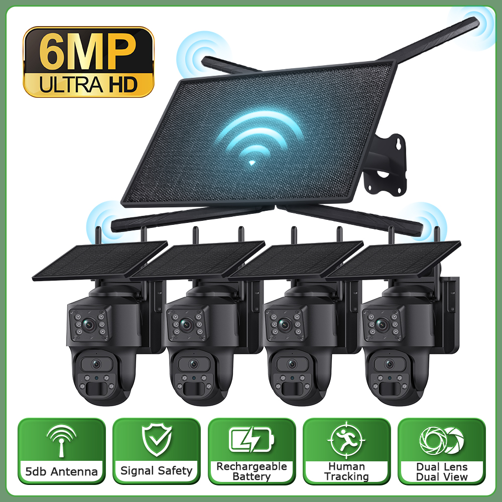 10W 4G Router & Dual Lens 6MP Wireless CCTV Camera System Outdoor All-in-One Solar Power Security Kit 1