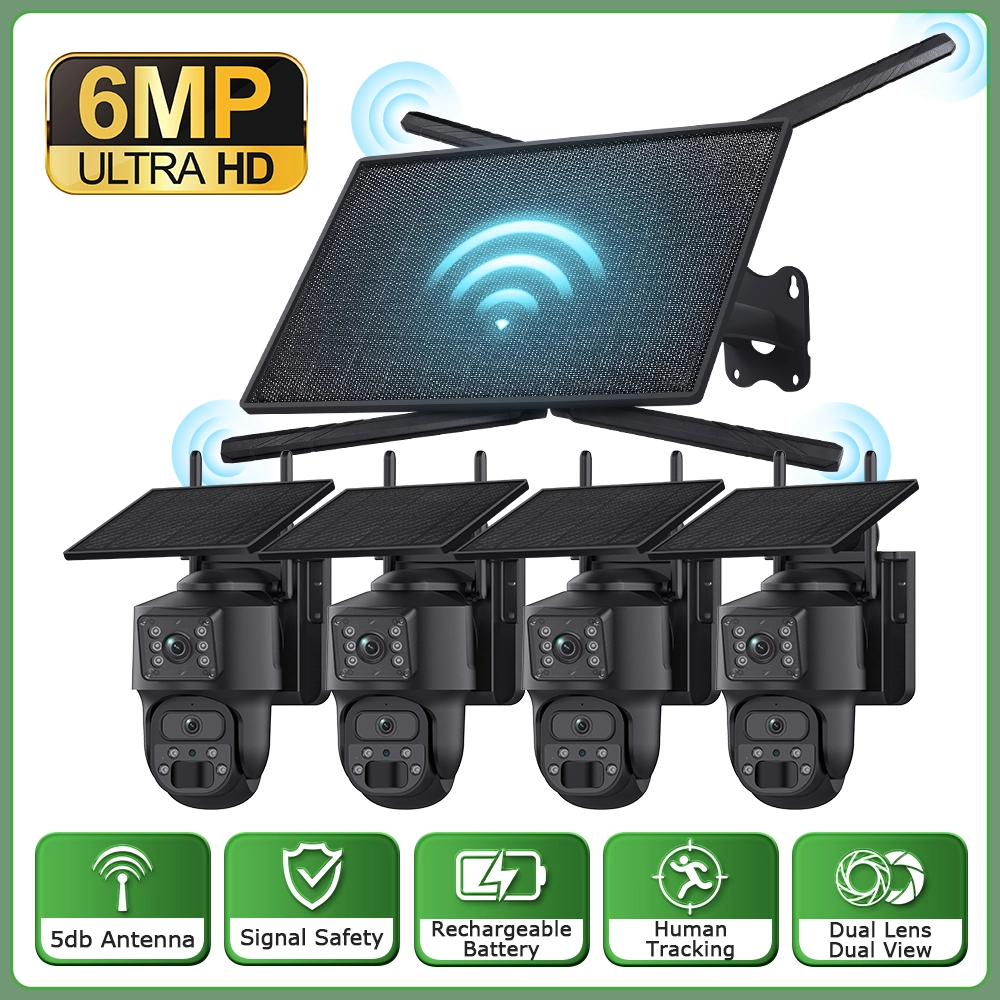 10W 4G Router & Dual Lens 6MP Wireless CCTV Camera System Outdoor All-in-One Solar Power Security Kit 1