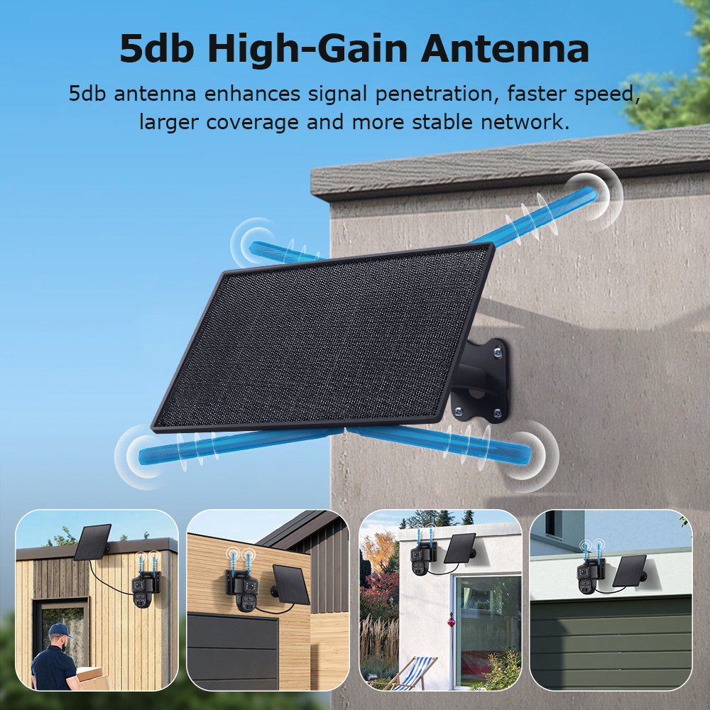 10W 4G Router & Dual Lens 6MP Wireless CCTV Camera System Outdoor All-in-One Solar Power Security Kit 5