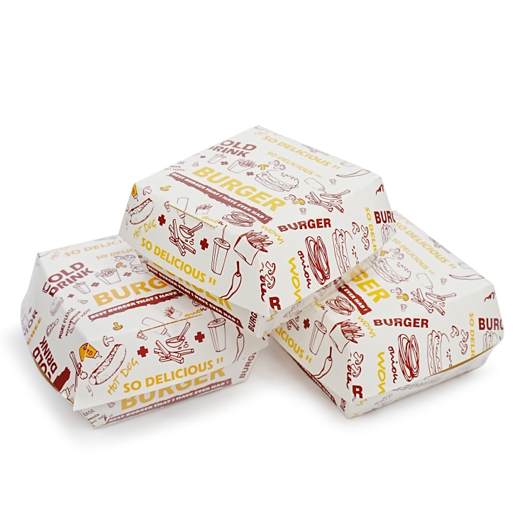 Caja de hamburguesas desechable ecológica con logotipo personalizado de WELM para comida rápida y para llevar 4