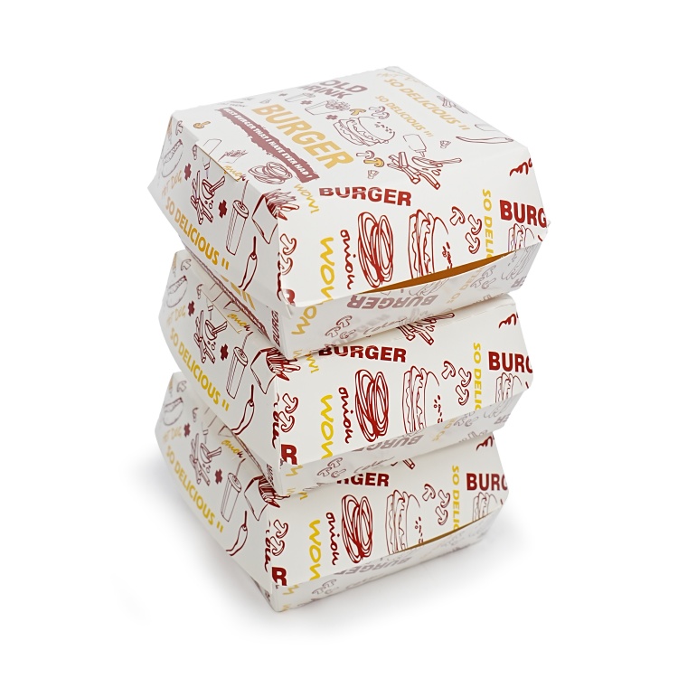 Caja de hamburguesas desechable ecológica con logotipo personalizado de WELM para comida rápida y para llevar 6