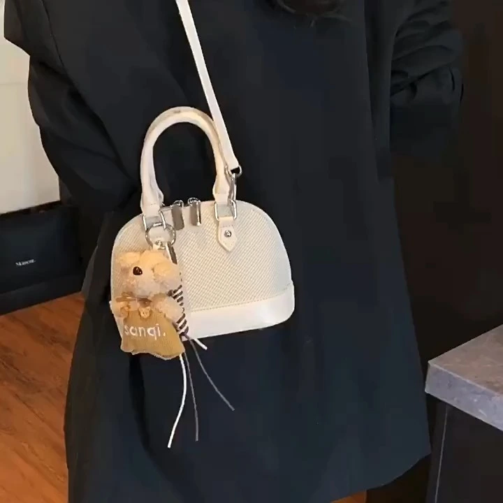 Bolsa de concha com padrão simples de tecido, bolsa casual de cor contrastante da moda, bolsa transversal elegante e versátil 1