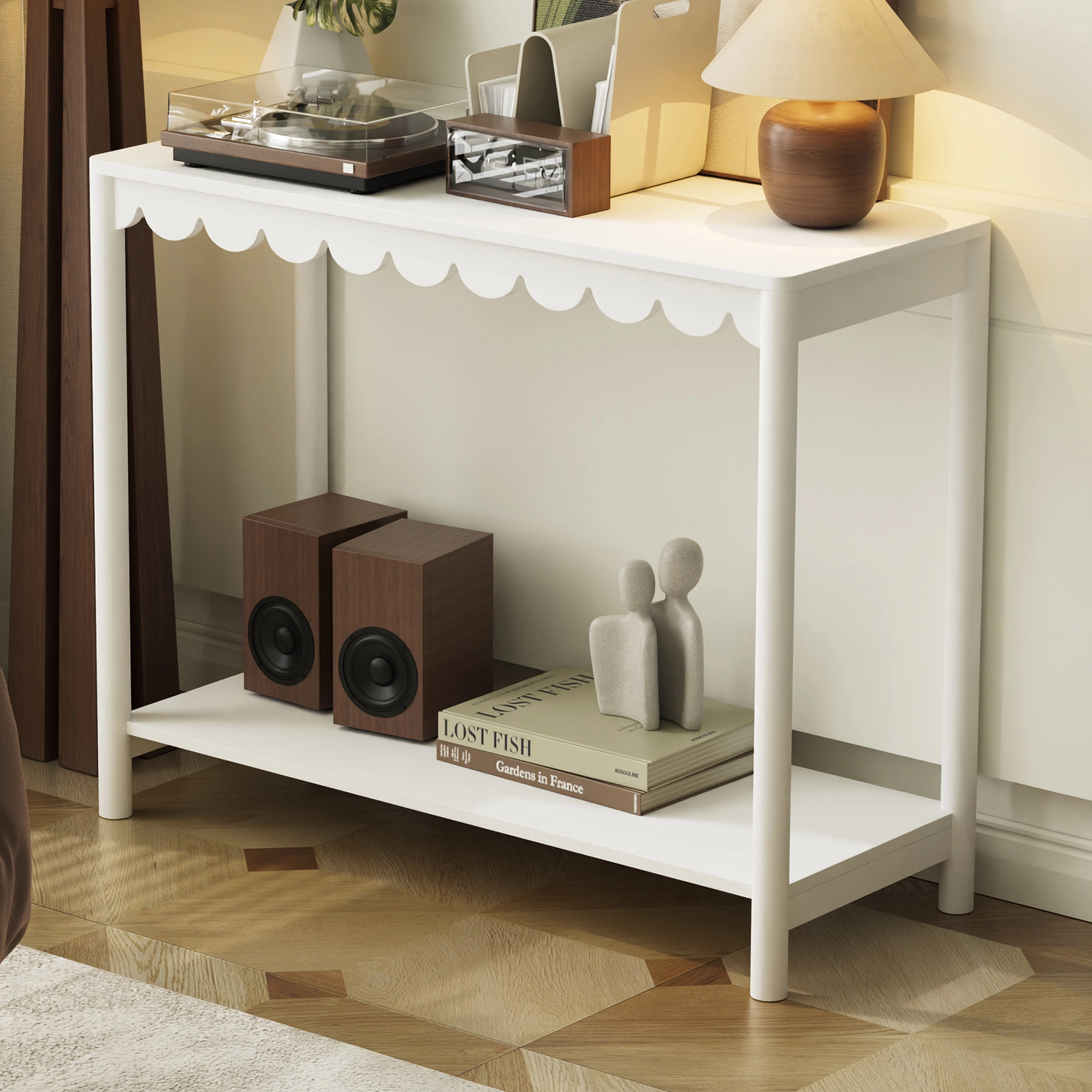 Wooden Entryway Console Table with Storage for Living Room,White 1