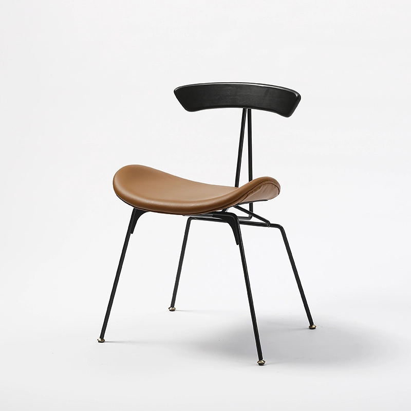 Industrial style dining chair, retro Nordic minimalist household chair, iron frame backrest, designer, ins, luxury, anton wooden material 1