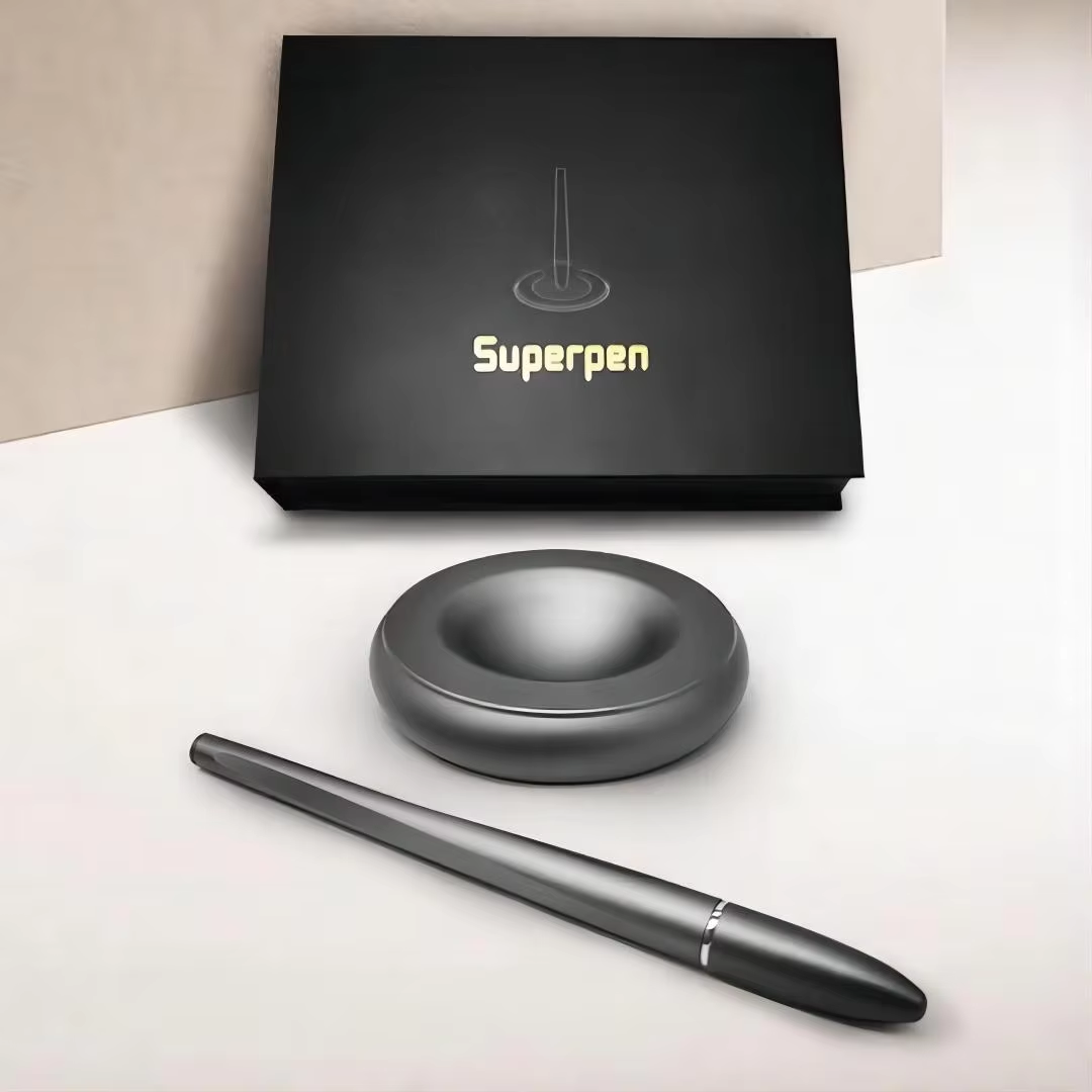 Black Metal Magnetic Levitation Pen with Hovering Stand 4