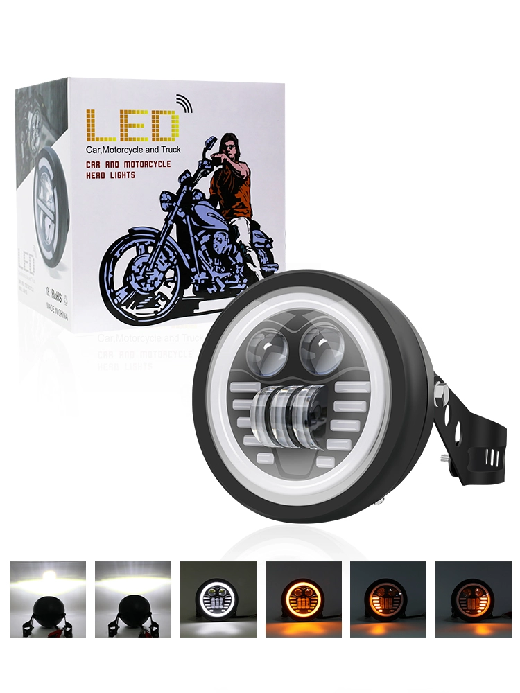 Leadway 6.5 Inch Motorcycle LED Headlight - 12-80V Waterproof, High Brightness, Anti-Flicker, Turn Signal & Halo Ring | IP67 Rated 1