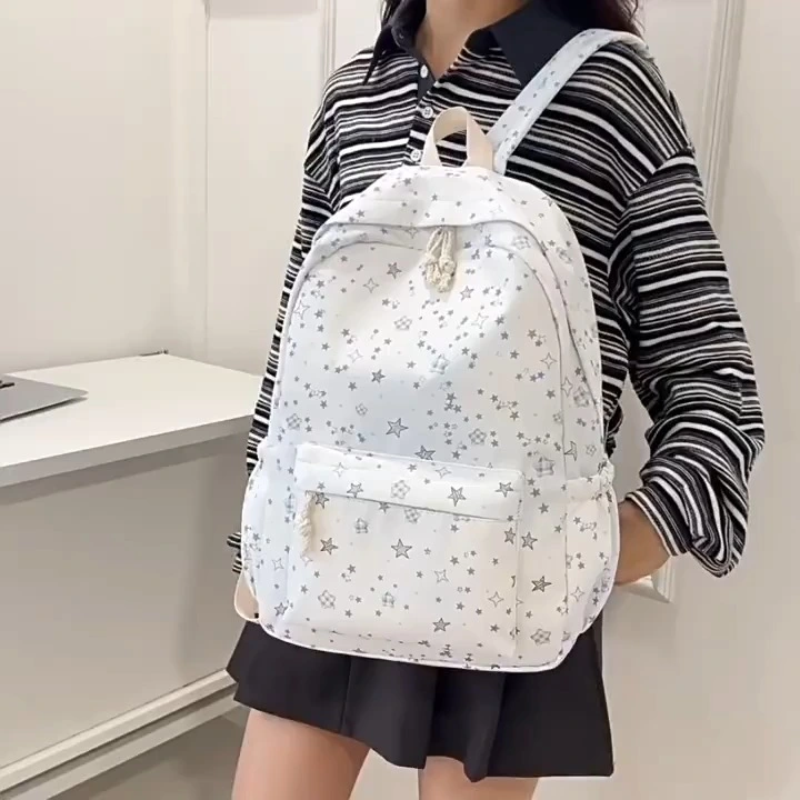 Star Pattern Double-shoulder Schoolbag, Fashionable and Casual Backpack, Versatile Daily Backpack 1