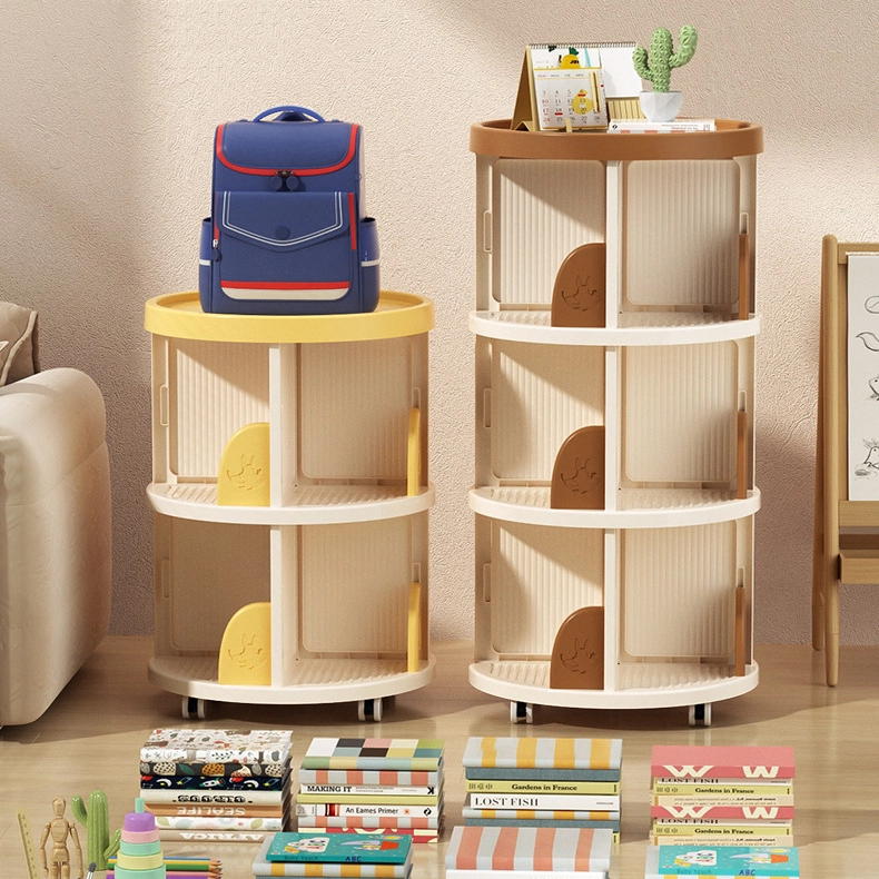 Hongxing Plastic Multipurpose Storage Rack, Multi Layer Movable Rotating Bookshelf, Living Room Corner Storage Rack 1