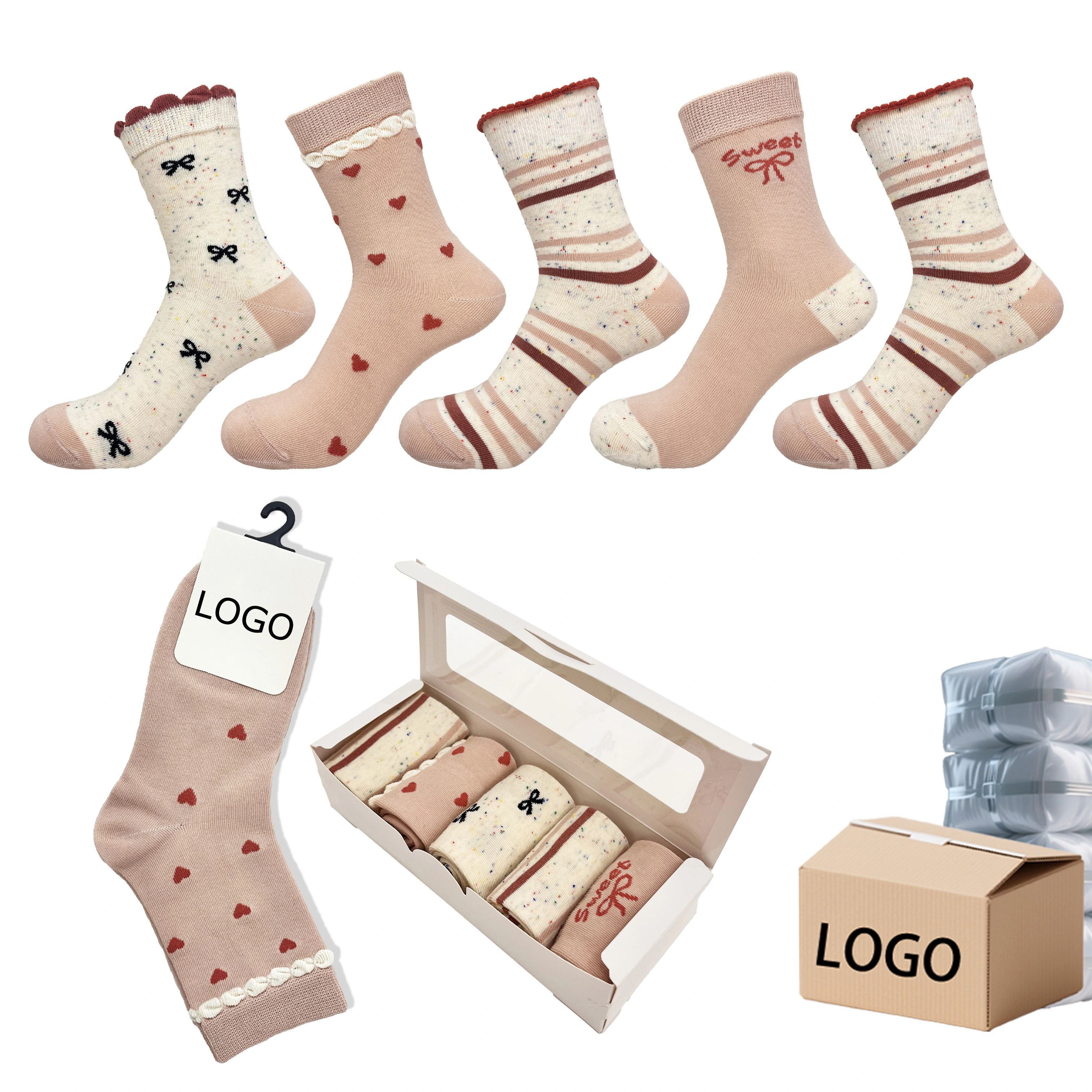 Custom Children Ruffled Knitting Socks Children Girls Wear Kids Socks Breathable Crew High HYC-102 1