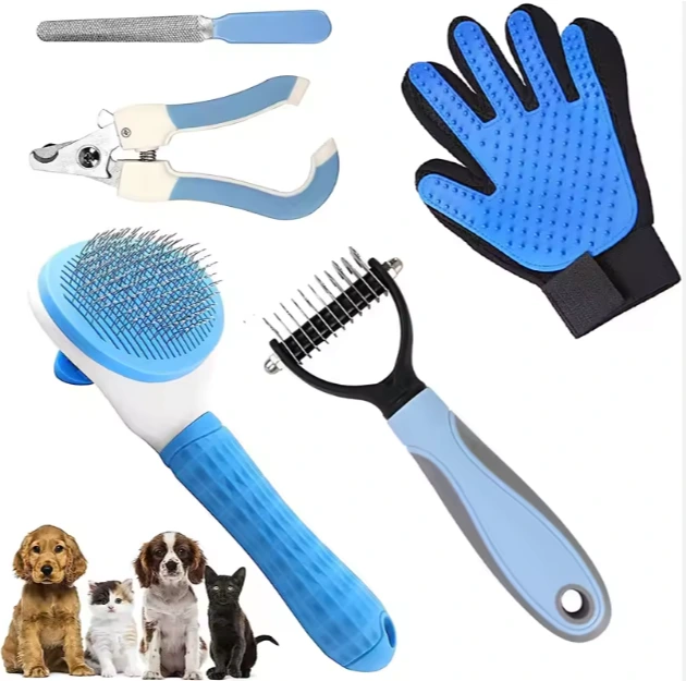 5-delige hondenverzorgingsset met badborstel, nagelknipper voor huisdieren, kattenborstel voor huisdierverzorging en verharing 1