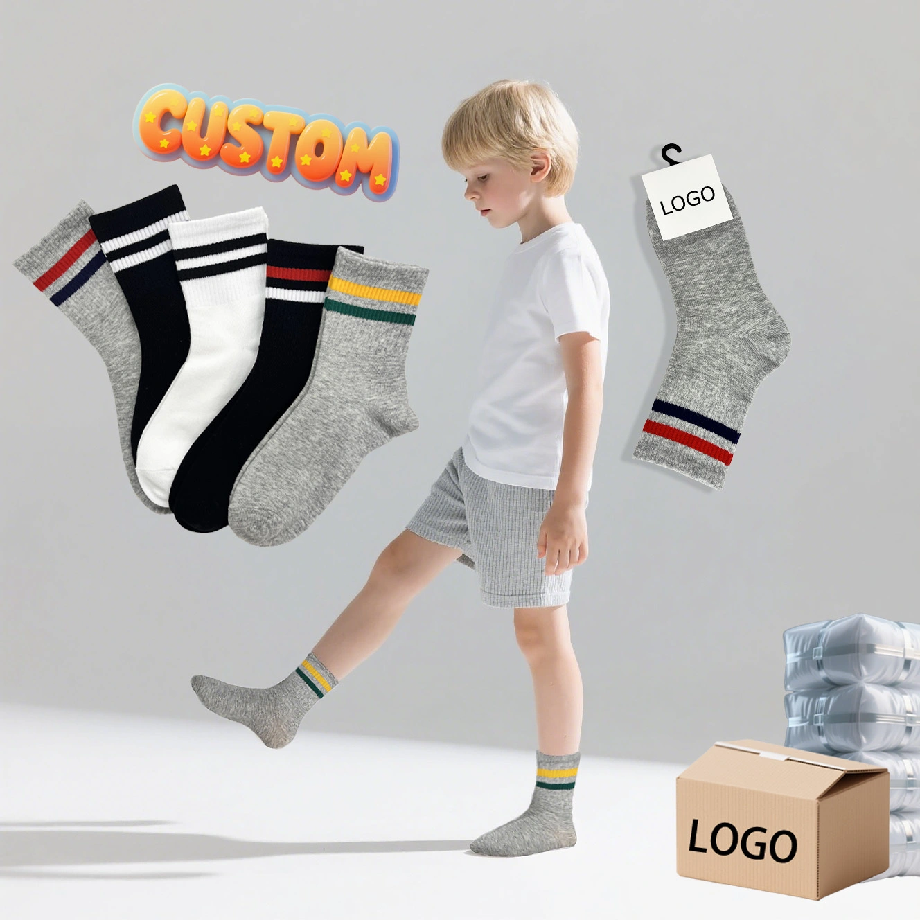 Custom Children Knitting Socks Classic Kids Socks Breathable Anti-pilling HYC-103 1