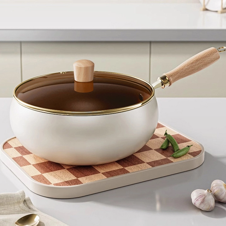 0 Fluorine Titanium Ceramic Coating Iron Cooking Wok With Lid 1