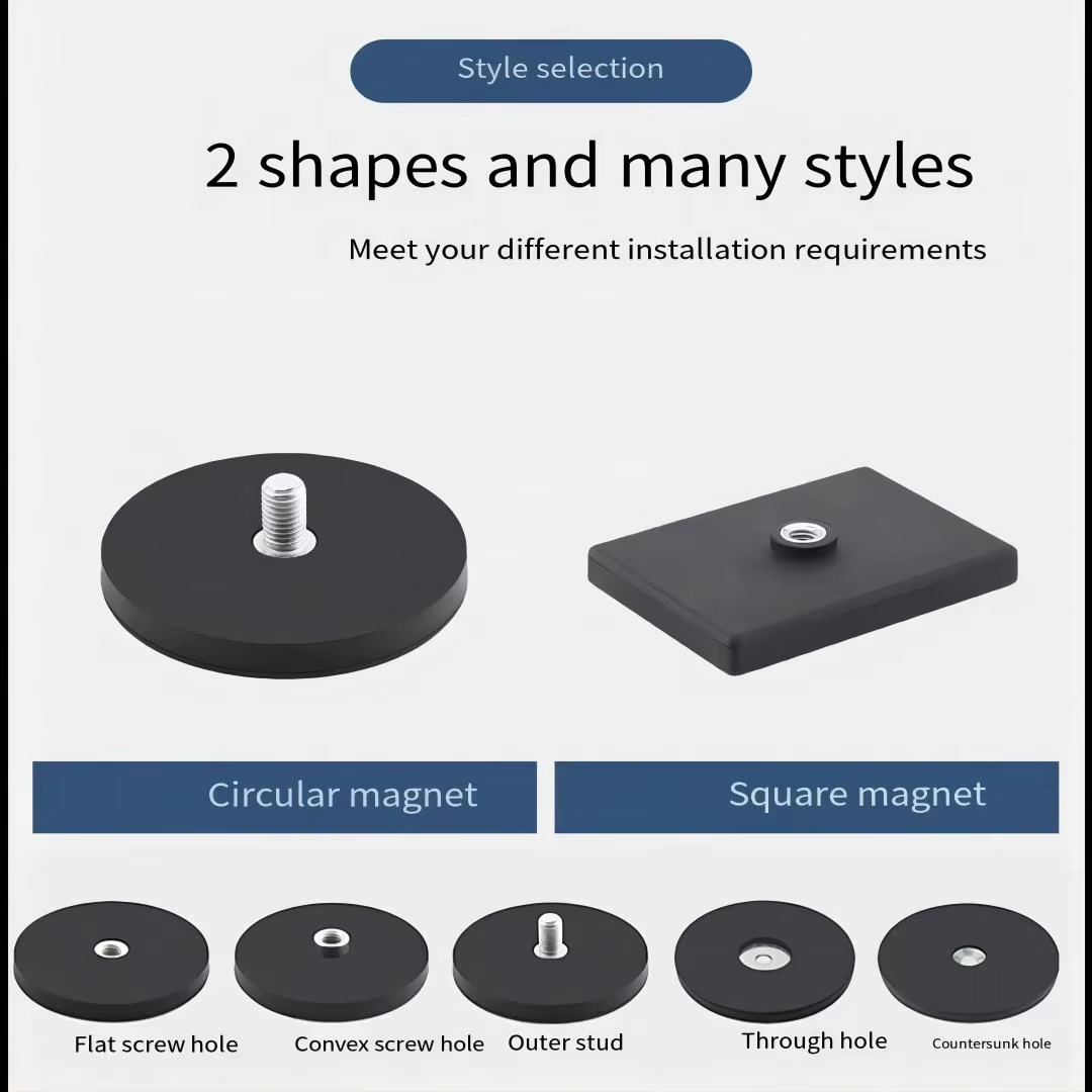 non scratch rubber coated magnets, anti slip rubber covered neodymium, shockproof rubber encapsulated magnets, black rubber coated disc magnets, custom size rubber covered NdFeB magnets