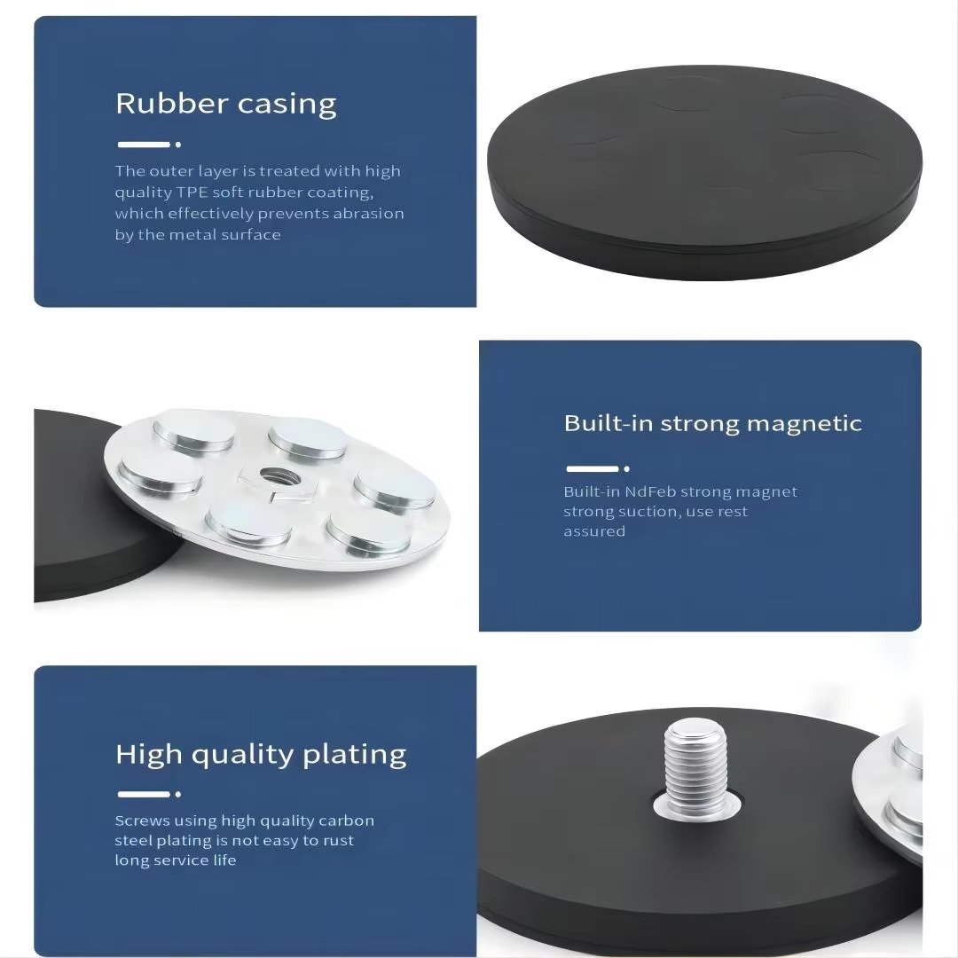 non scratch rubber coated magnets, anti slip rubber covered neodymium, shockproof rubber encapsulated magnets, black rubber coated disc magnets, custom size rubber covered NdFeB magnets