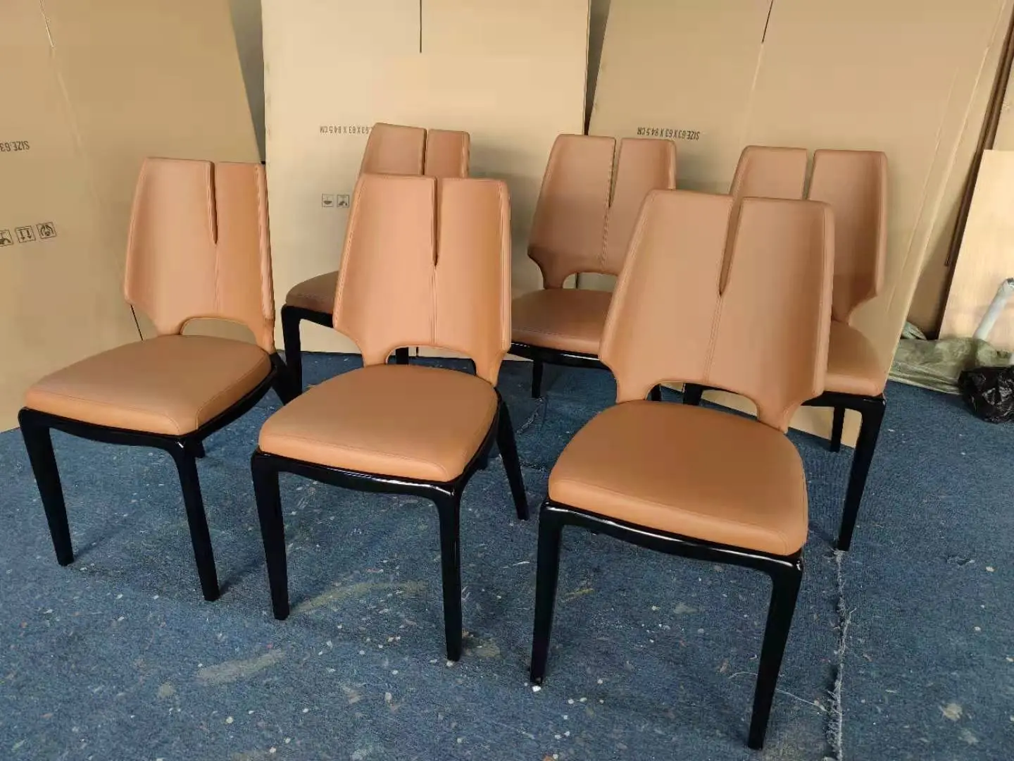 Nordic postmodern leather dining chairs, light luxury solid wood negotiation chairs, American-style villa hotel model room leisure backrest chairs 1