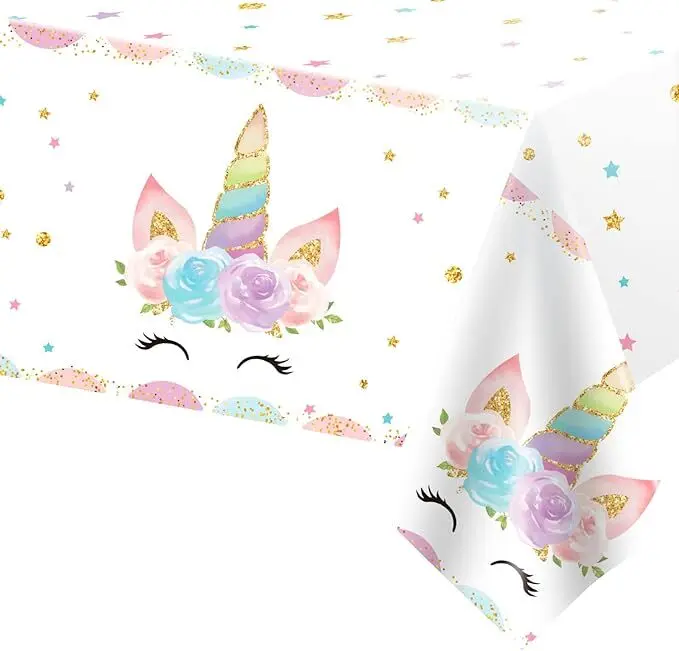Magic Lights Unicorns Party Tablecloths for Kids Girls Birthday Baby Shower Party Supplies 1