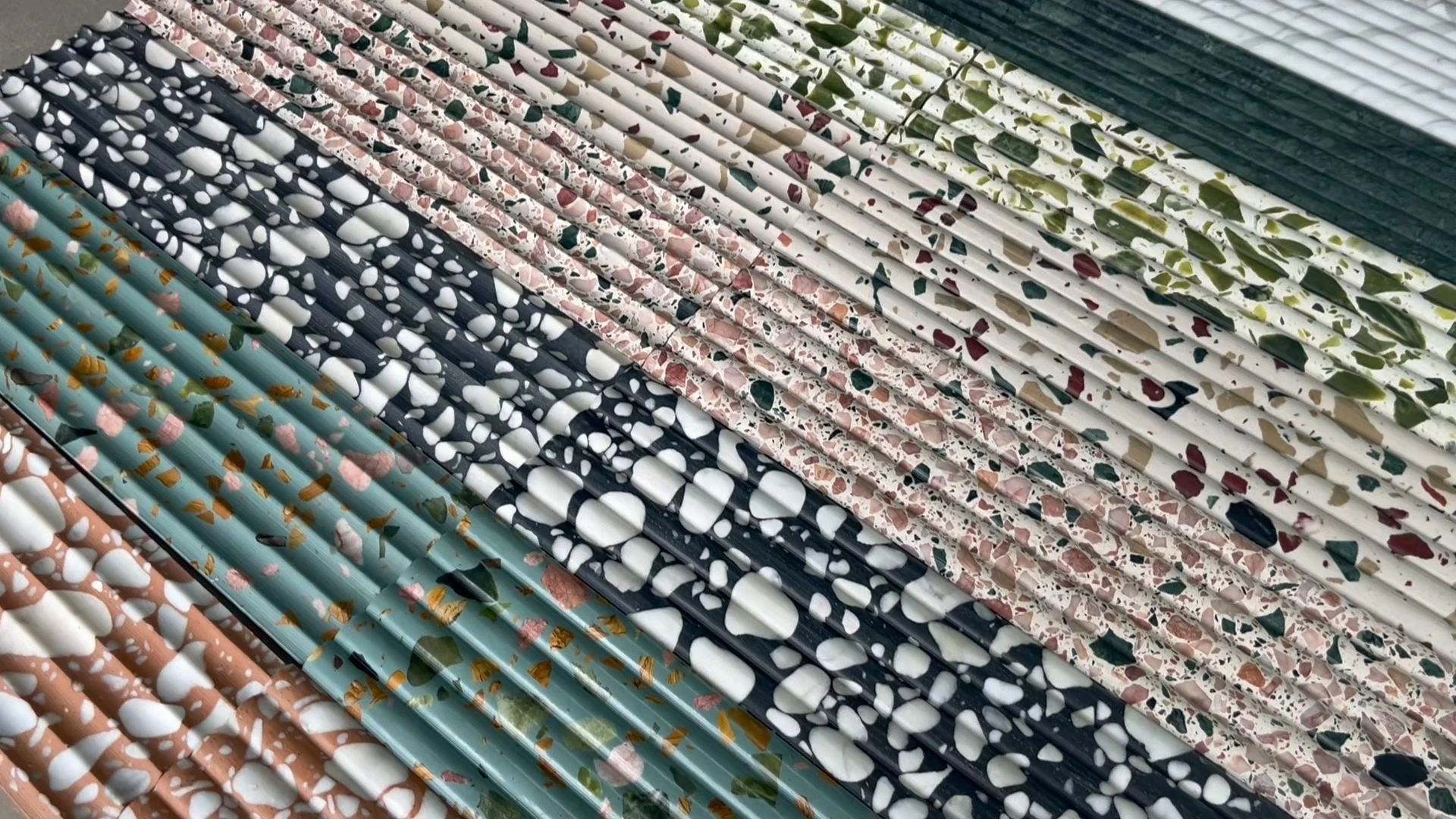 Contemporary Concave-Convex Wave Terrazzo Mosaic 150X600mm for Dining Villa Exterior Graphic Modern Design Solution 1