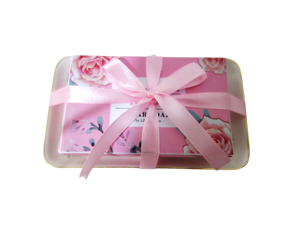 Jabón de barra artesanal de lujo en bandeja de cerámica - Jabón de glicerina natural, un elegante regalo para la decoración del baño. 5