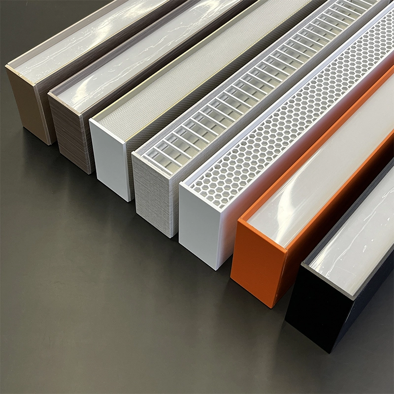 Profili sospesi in estrusione di plastica con colori personalizzati e diffusore per illuminazione lineare a sospensione per ufficio 1