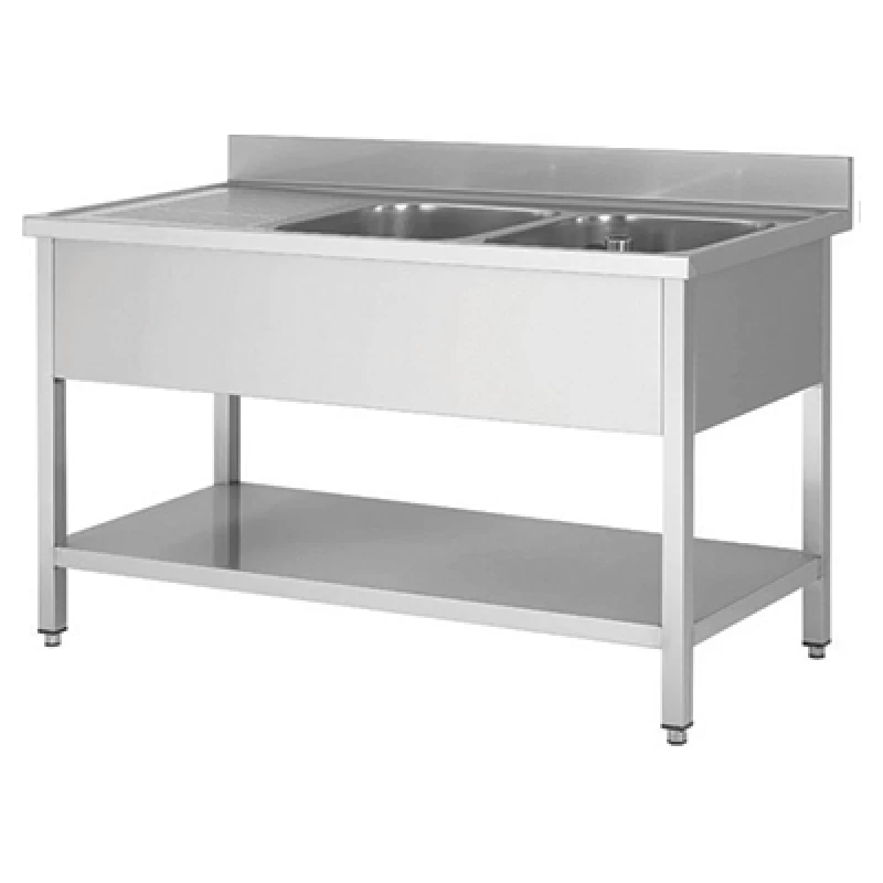 fregadero de cocina de acero inoxidable de doble tazón