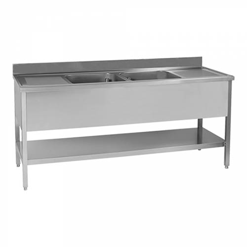 fregadero de cocina de acero inoxidable de doble tazón