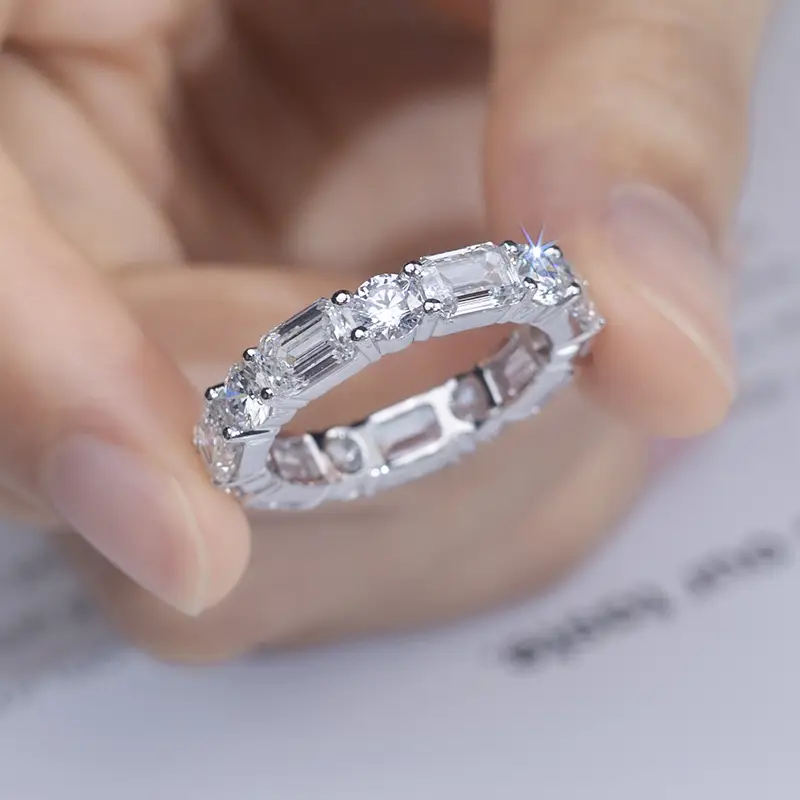 Messijewelry Customized  Lab Diamond Fancy  Cut 14K White Gold Size US6.5 Eternity Ring 1