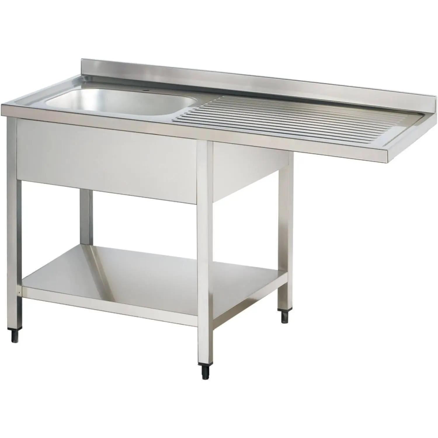 stainless steel kitchen sink with drainboard
