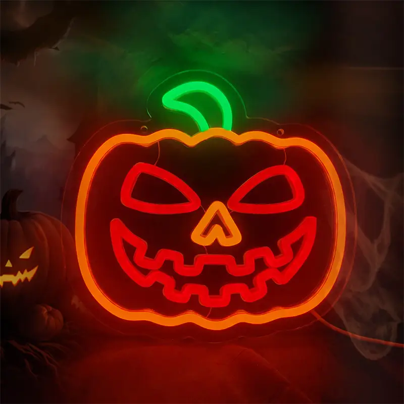 Festival Dekorasyonu Özel Yapım Balkabağı Grafik Cadılar Bayramı Elektrikli Neon Tabela 1