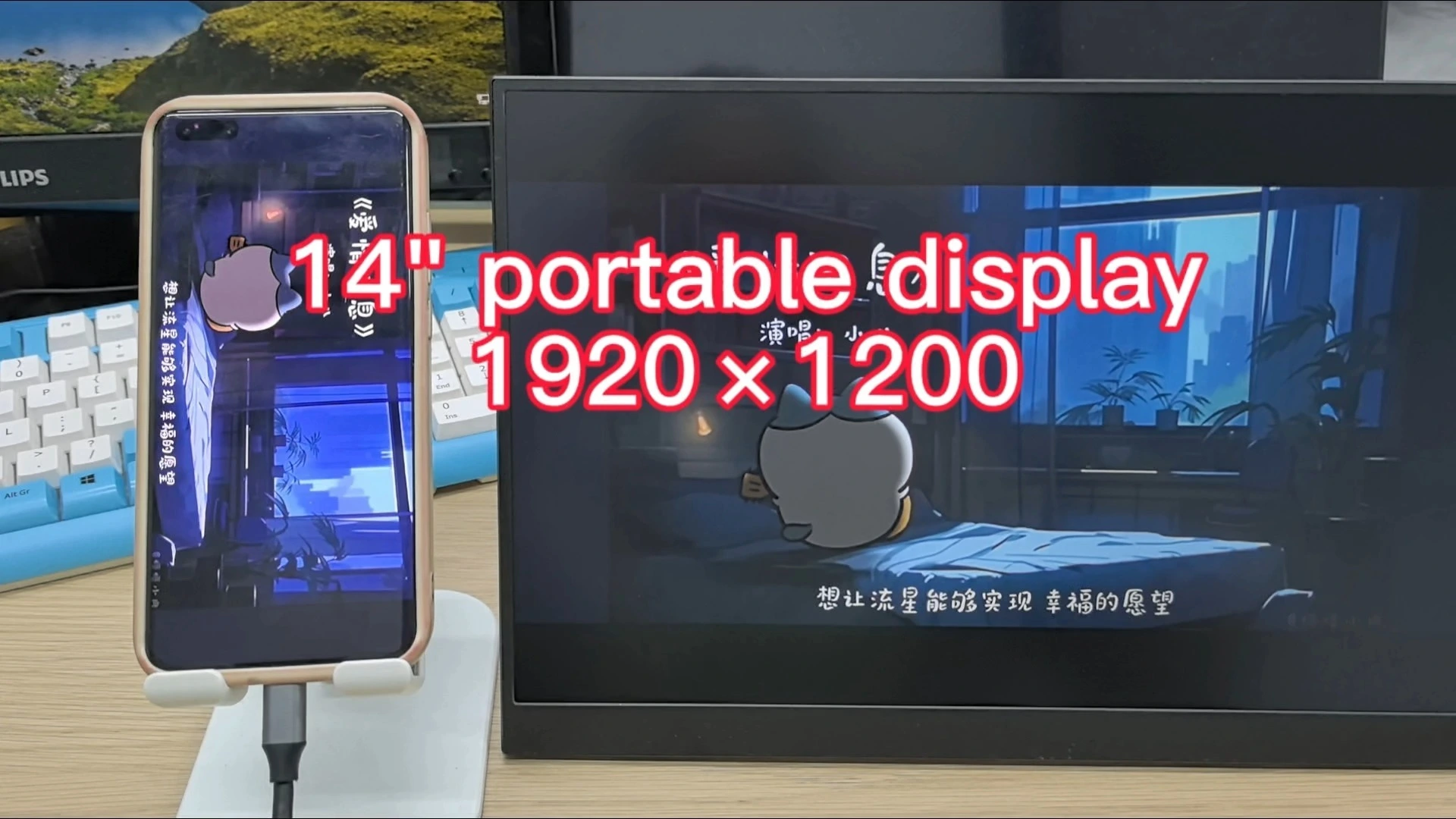 Ultradünner tragbarer Monitor 14 Zoll 1920 x 1200 mit Typ-C-USB zur Erweiterung des PC-Laptop-Spielbildschirms 1