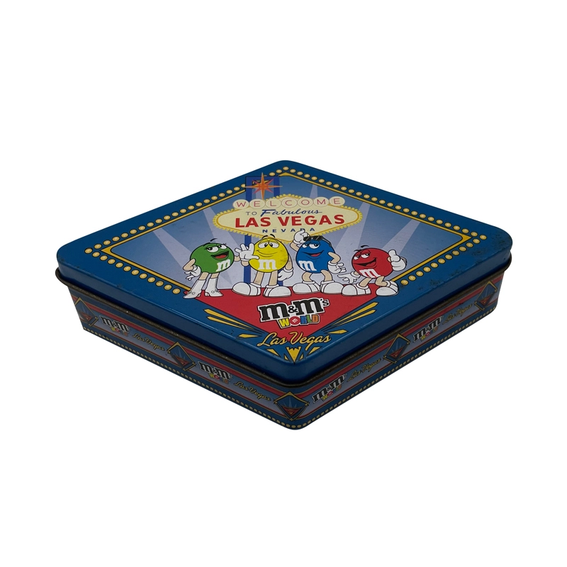 Custom Logo Rhombus Shaped Tin Candy Box for M&M Brand 1