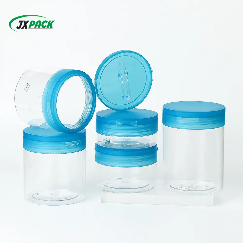 Latas vacías reutilizables de boca ancha, frascos de plástico PET para cremas cosméticas 1