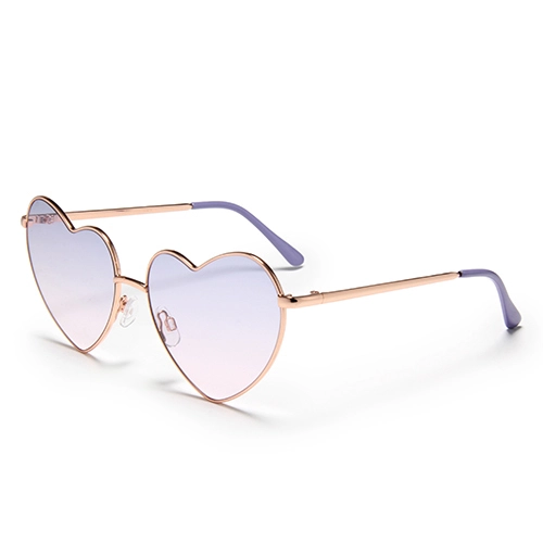 S60204 Colorful Lens Heart Sunglasses Women Fashion Metal Pink Love Women Luxury Brand High Quality Vintage 1