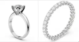 Customize Platinum Gold Solitaire Ring Eternity Ring set Round Lab Grown Diamond 1