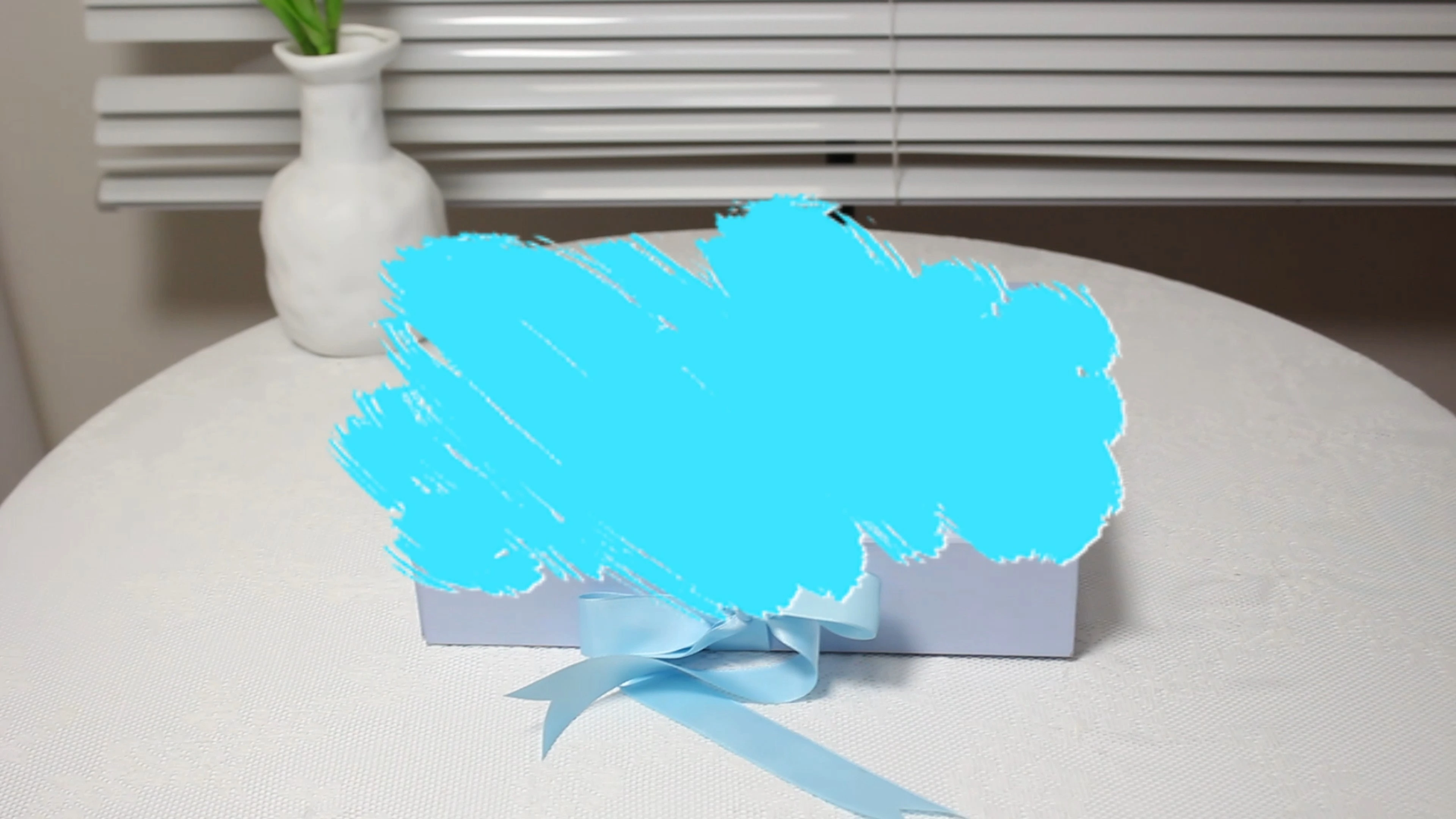 CF Blue Satin Silk Hard Paper Folding Closure Wig Box with Ribbon 1