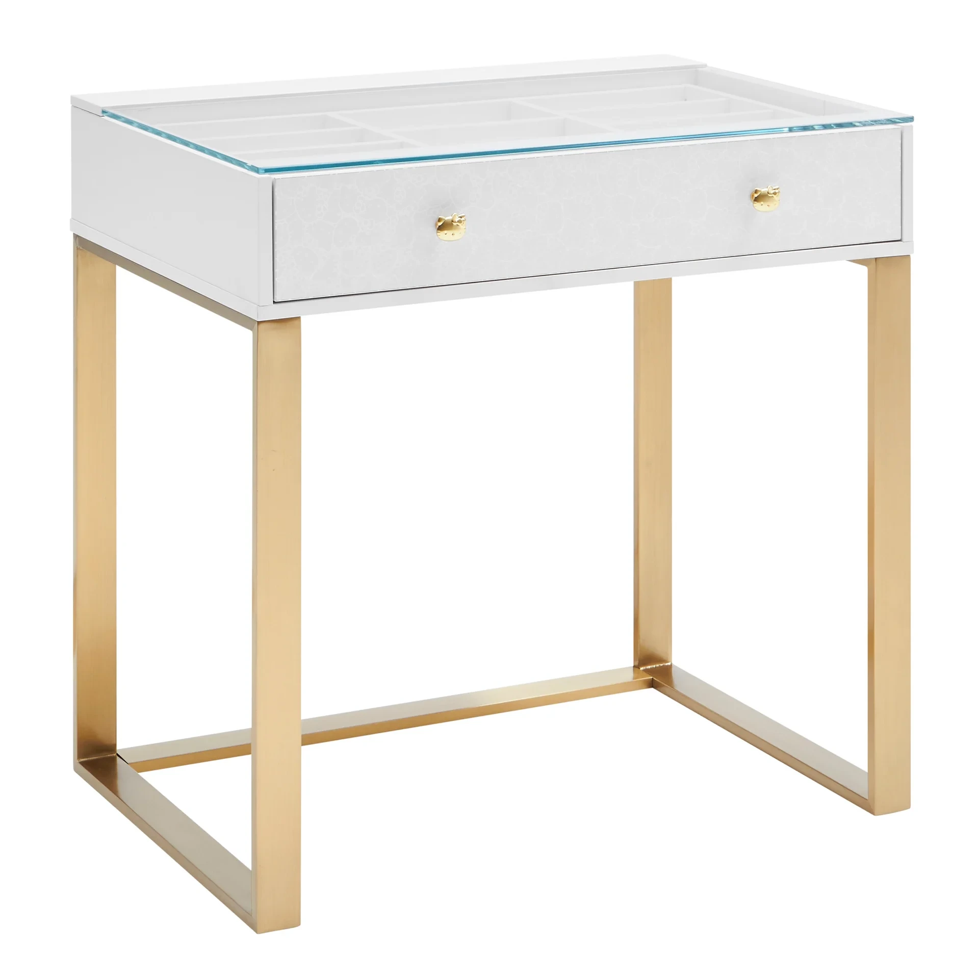 Coiffeuse avec pieds dorés et plateau brillant pour chambre à coucher - Fournisseur de meubles B2B 1