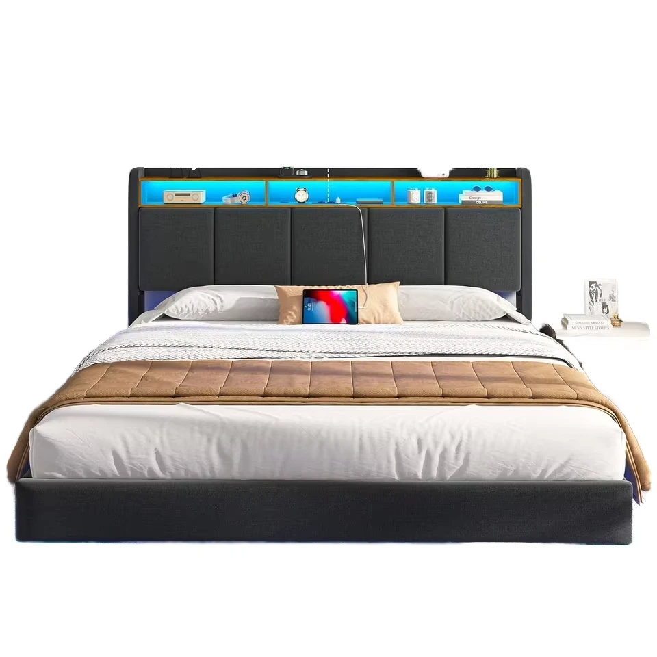 Adjustable LED Light and USB Modern Bed Frame - Bedroom Furniture Set 1