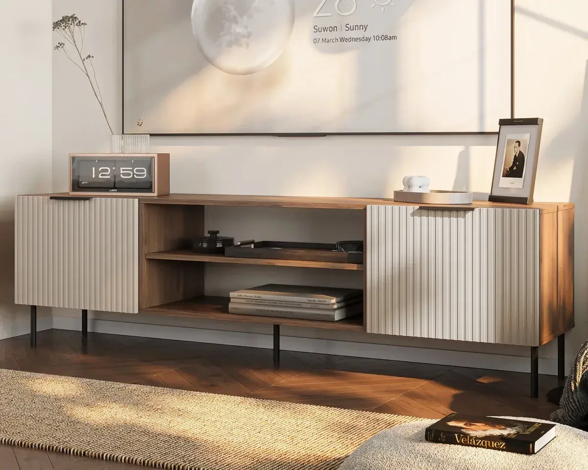 modern new design living room TV Cabinet 180 with Black Metal Legs 1