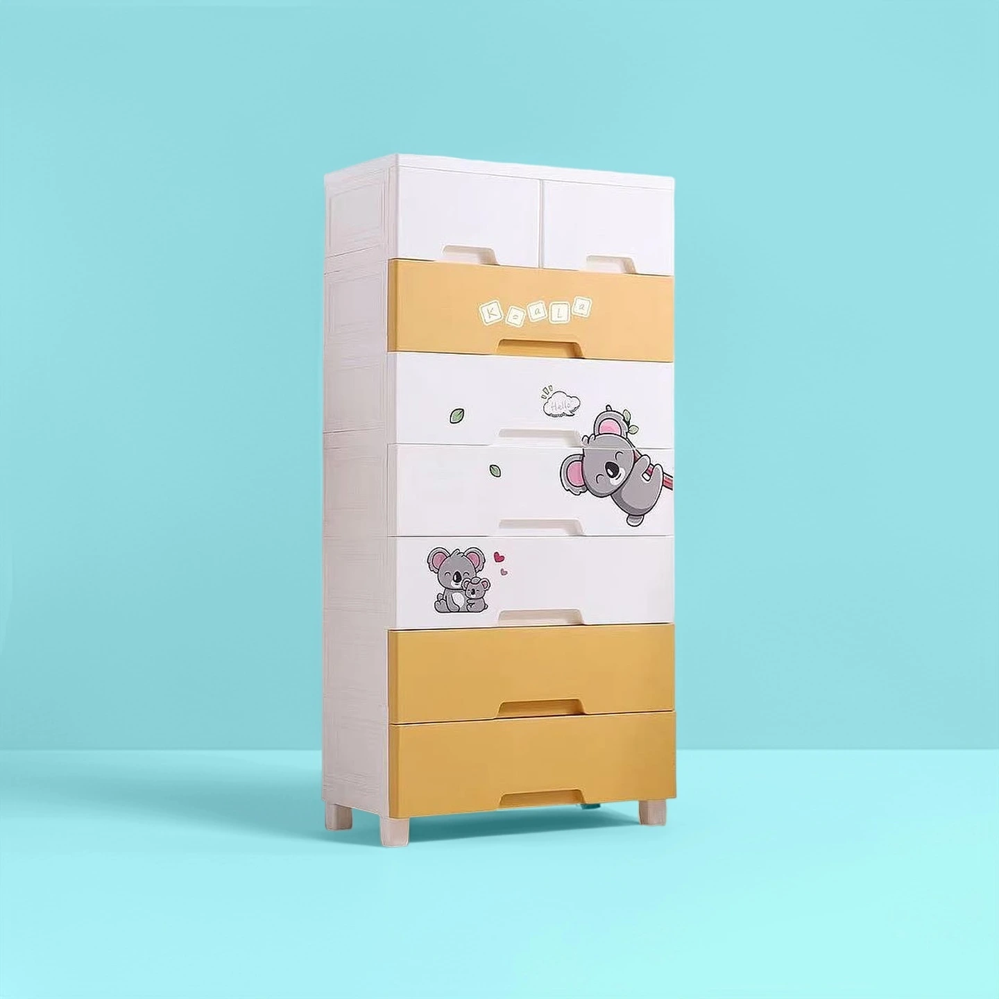 Hongxing Multi Drawer Plastic Wardrobe Storage Drawers, Koala Pattern Cartoon Children's Storage Cabinet 1