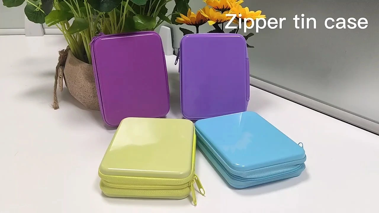 Rectangular Metal Tin Boxes with Zipper for Cosmetics Packaging Size 12x9x3cm 1
