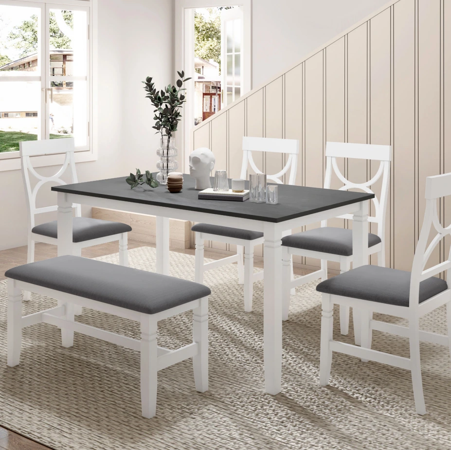 Rectangular Greyish-White Dining Table for Modern High-End Living Room Furniture 1