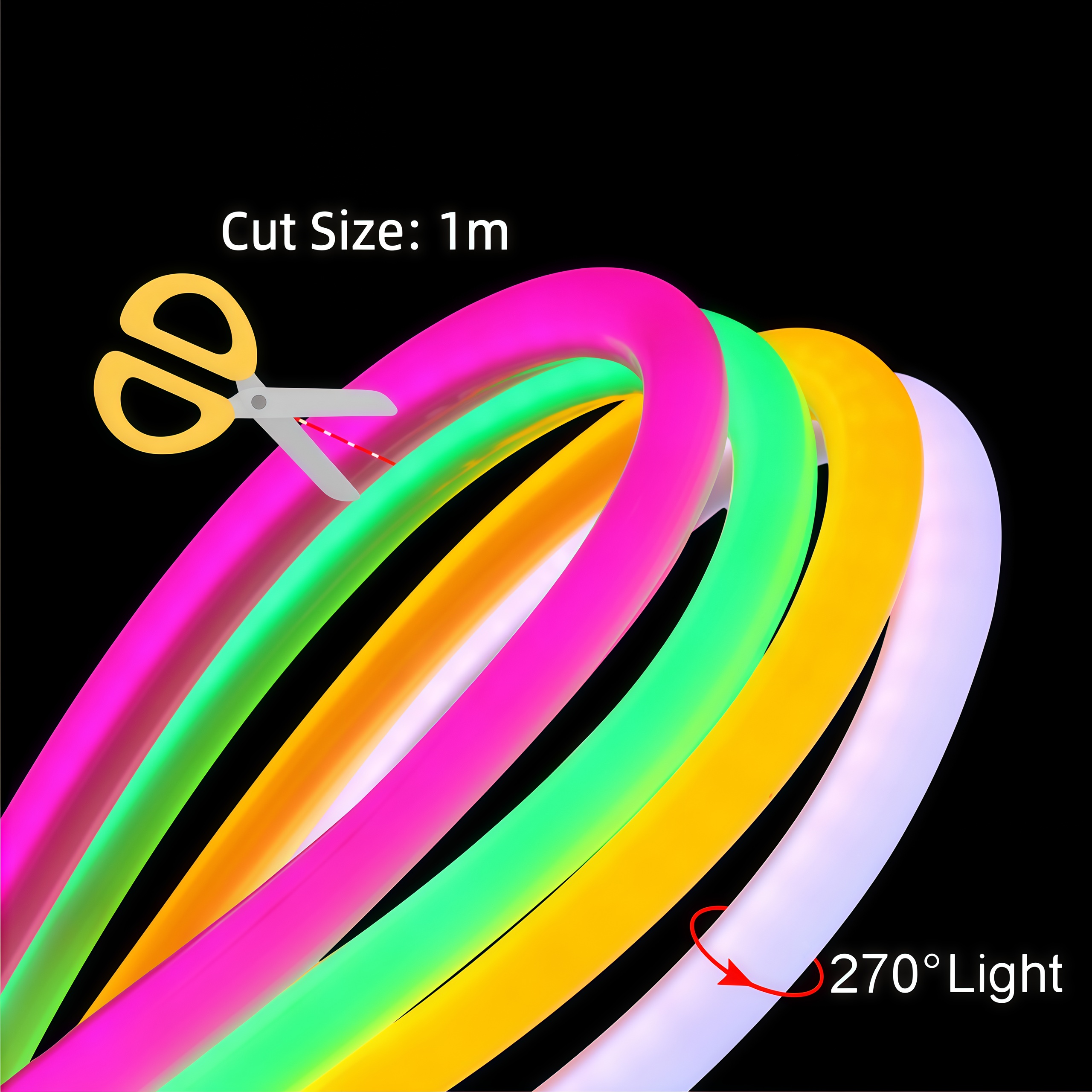 270° PVC Neon Light is designed with premium LED chips and durable PVC material, featuring an innovative 270° beam angle for smooth, shadow-free illumination. Whether for architectural decoration, signage, or ambient lighting, it ensures seamless, vibrant