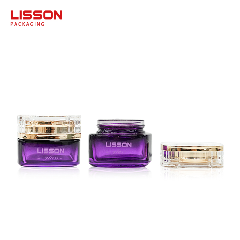 Wholesale Ombre Purple Glass Cosmetic Set – Pump Bottles & Cream Jars 3