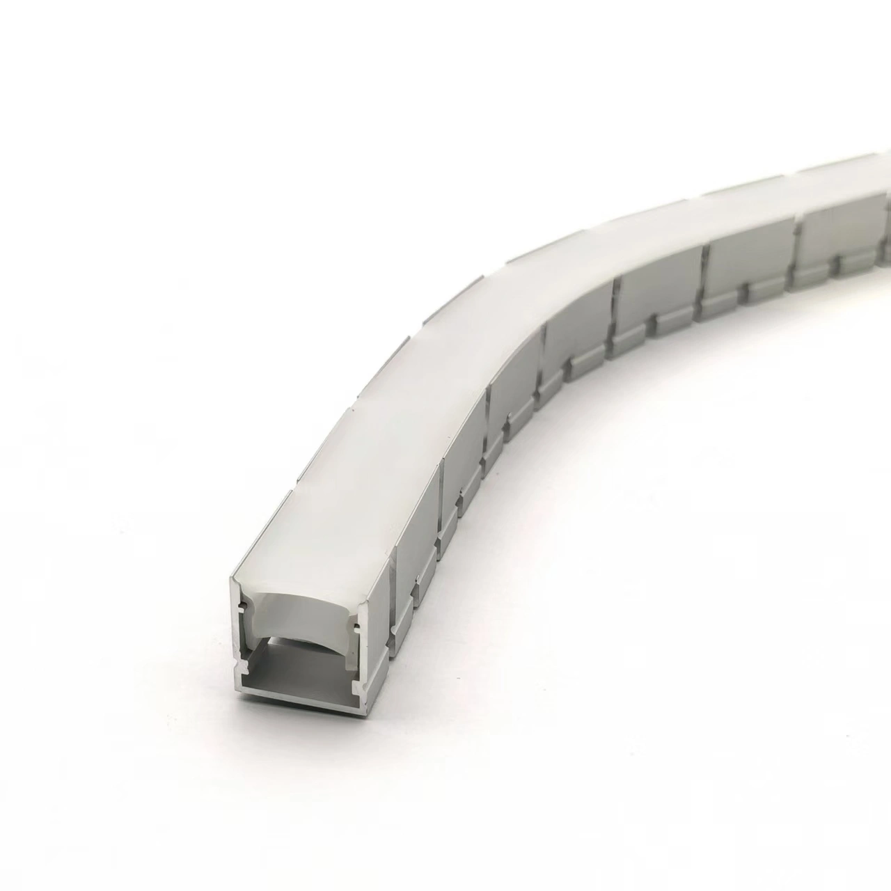 Copertura in silicone personalizzata e profilo in alluminio Striscia luminosa a LED curva 20*20MM Alloggiamento LED nascosto Canale luminoso in alluminio per armadietto 1