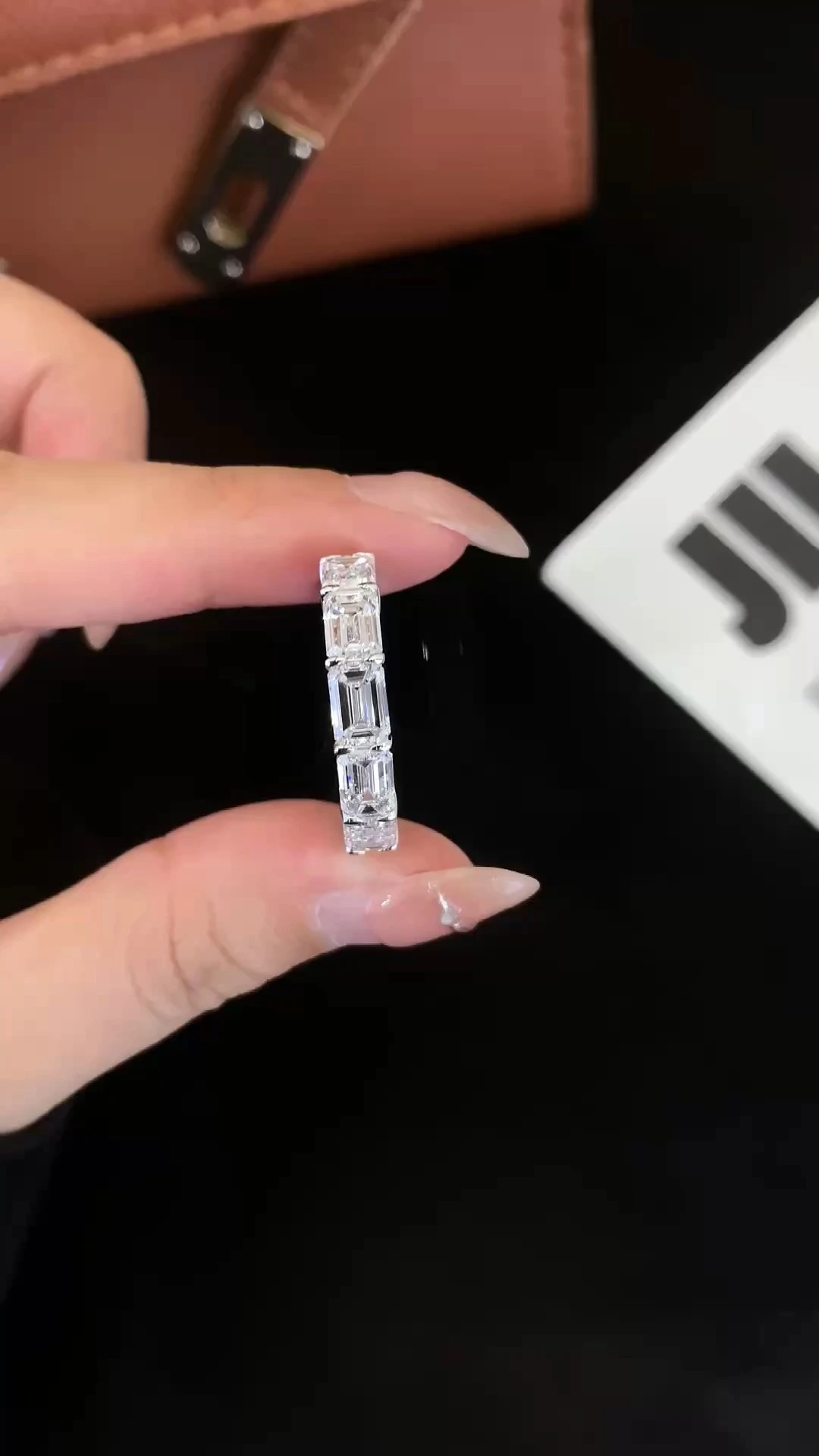 Lab Diamond Rings Jewelry Women 18K White Gold Half Emerald Cut White Lab Diamond Tennis Ring 1