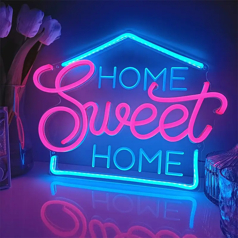 Toptan Ücretsiz Tasarım Özel Yapım Esnek Silikon Şerit Tatlı Ev Neon Işıklı Ev Dekorasyonu 1