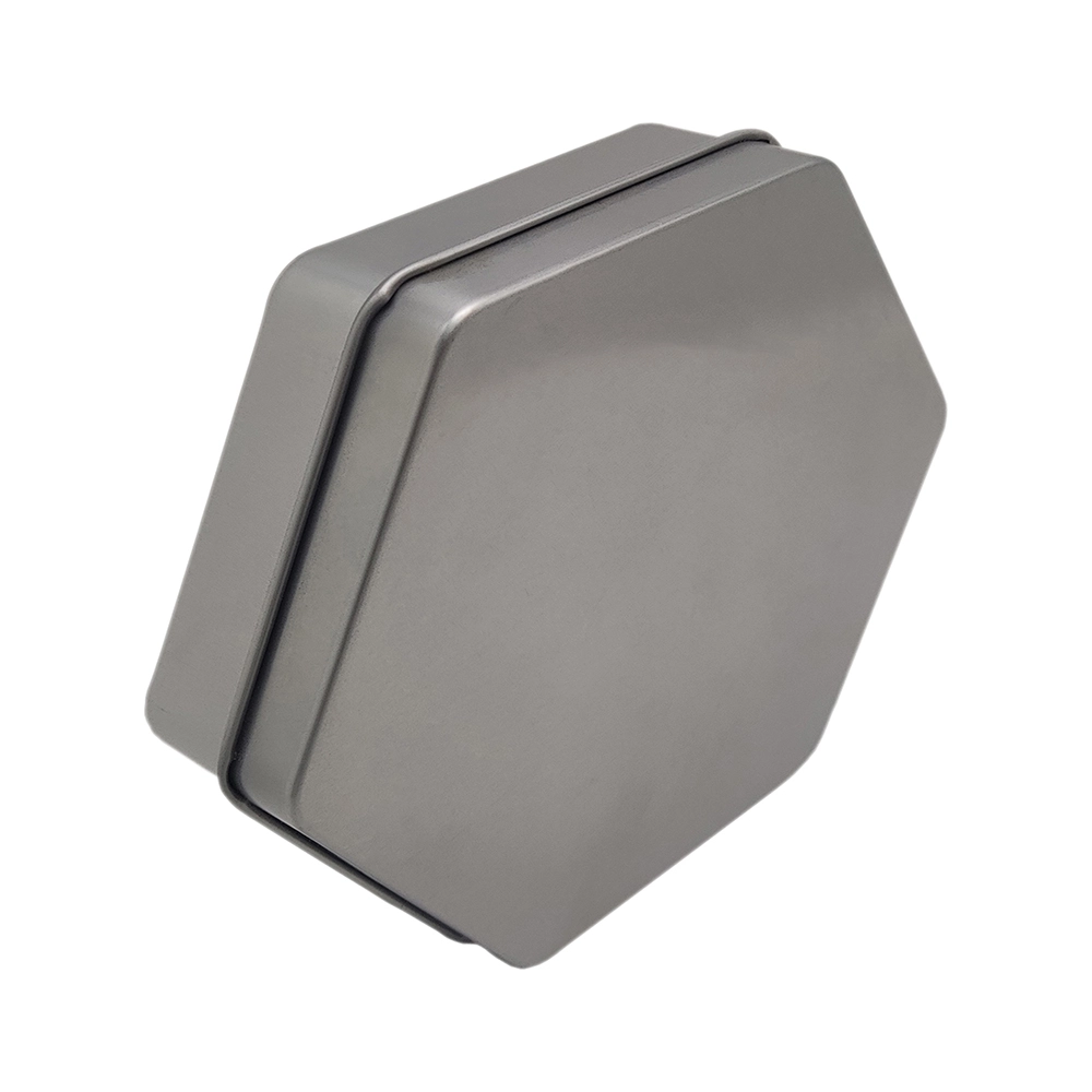 Bulk Custom Shape Hexagonal Tin Cans Metal Candy Box with Lid 1